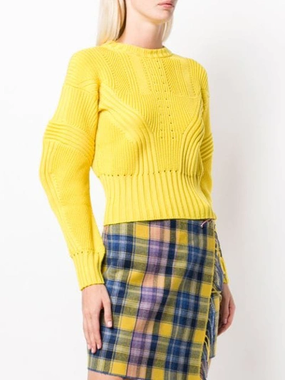 Shop Versace Baloon Sleeves Knitted Jumper - Yellow