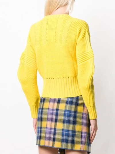 Shop Versace Baloon Sleeves Knitted Jumper - Yellow
