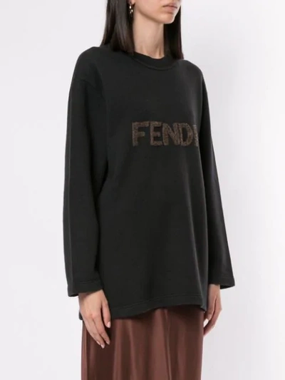 Pre-owned Fendi Logo Patch Sweatshirt In Black
