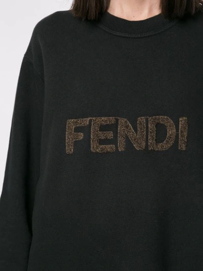 Pre-owned Fendi Logo Patch Sweatshirt In Black