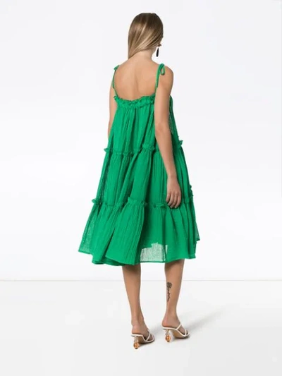 Shop Lisa Marie Fernandez Ruffle Tiered Peasant Dress In Green