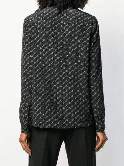 Shop Stella Mccartney Logo Print Silk Shirt In Black