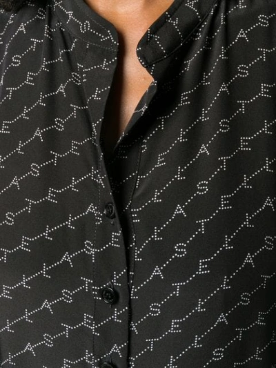 Shop Stella Mccartney Logo Print Silk Shirt In Black