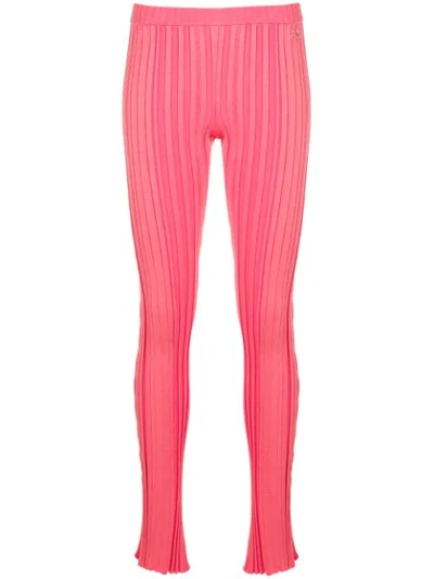 Shop Courrèges Ribbed Trousers In Pink