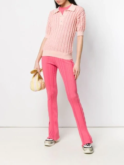 Shop Courrèges Ribbed Trousers In Pink