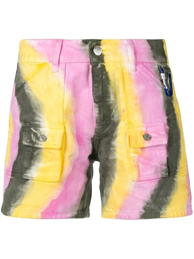 Shop Ganni Tie-dye Denim Shorts - Pink