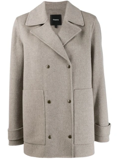 Shop Theory Military Peacoat In Grey