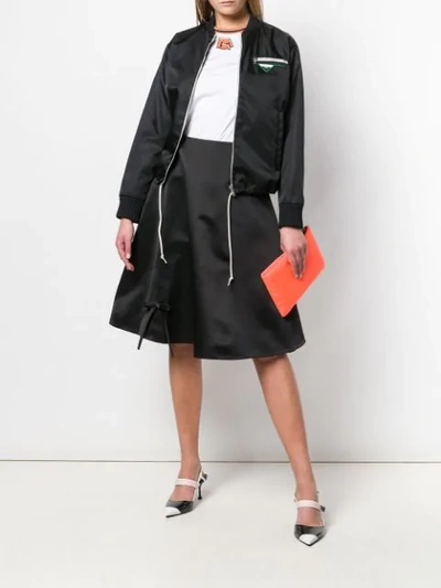 Shop Prada Bow Detail Circle Skirt In Black