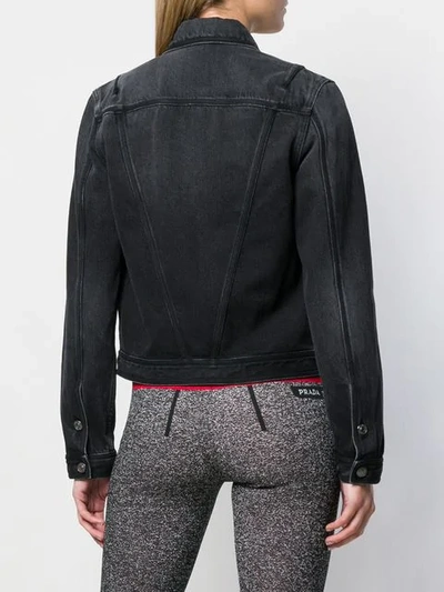 Shop Givenchy Cropped Denim Jacket In 001-black
