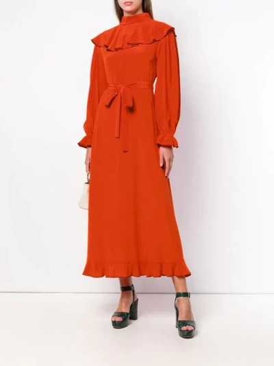 Shop Sonia Rykiel Belted Midi Dress In Orange