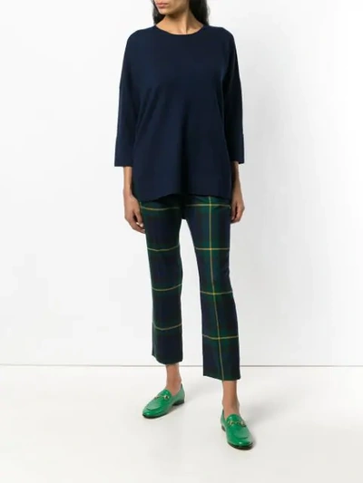 Shop Allude Boxy Fine Knit Sweater In Blue