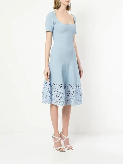 Shop Oscar De La Renta Flower Hem Dress In Cornflower