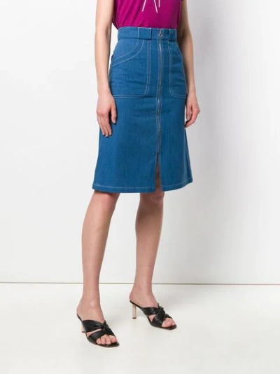 Shop Apc Zip-through Denim Skirt In Blue