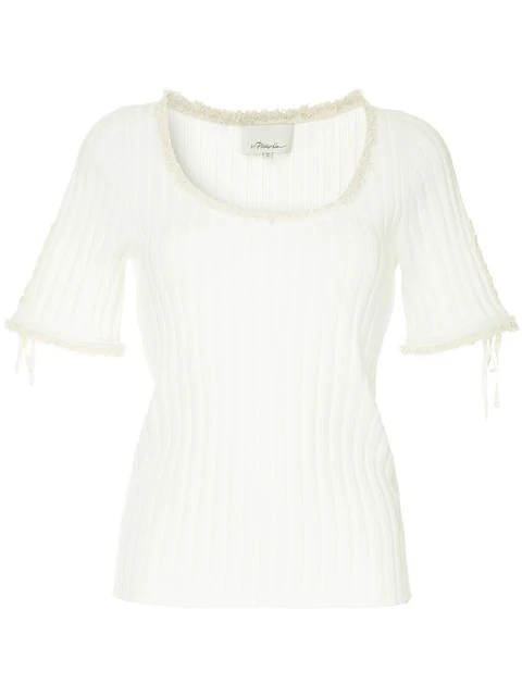 3.1 Phillip Lim Ribbed Knit Top In An110 Ant. White | ModeSens