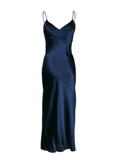 Shop Gilda & Pearl Sophia Slip Silk Dress In Blue