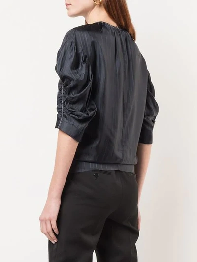 Shop Victoria Victoria Beckham Gathered Sleeve Blouse In Black