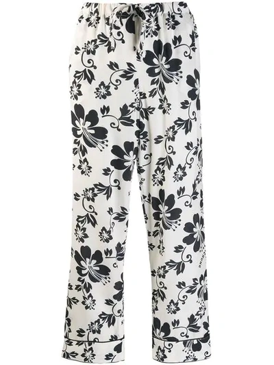 ALEXA CHUNG FLORAL PRINT CROPPED TROUSERS - 白色