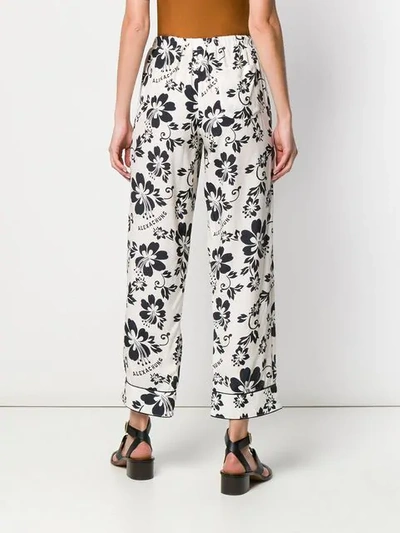 Shop Alexa Chung Floral Print Cropped Trousers In White