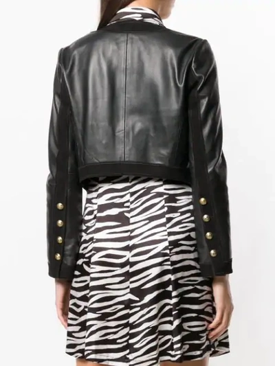 Shop Pinko Military Leather Jacket In Black