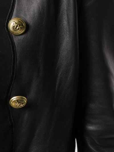 Shop Pinko Military Leather Jacket In Black