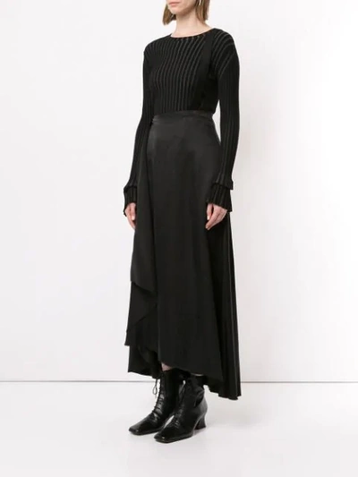 AGANOVICH BRACE DETAIL DRAPED SKIRT - 黑色