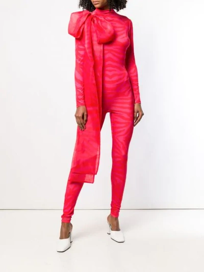 Shop Atu Body Couture Bow Detail Fitted Jumpsuit In Red