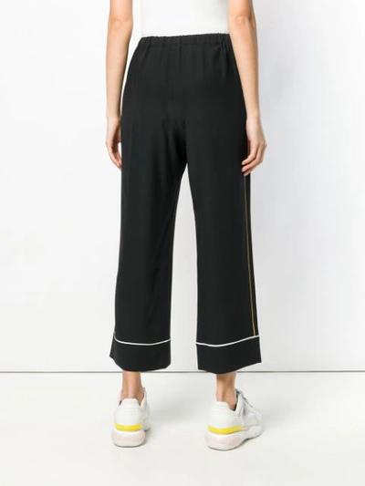 Shop Fendi Contrast Piping Cropped Trousers In Black