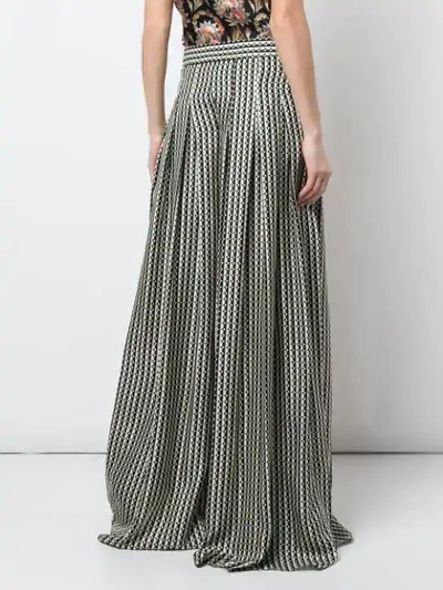 Shop Oscar De La Renta Pleated Geometric Print Flared Trousers In Black