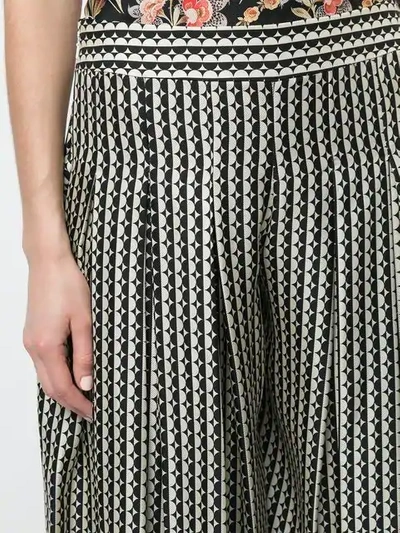 Shop Oscar De La Renta Pleated Geometric Print Flared Trousers In Black