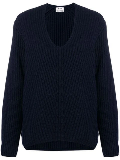 Shop Acne Studios Deborah V-neck Sweater In Blue