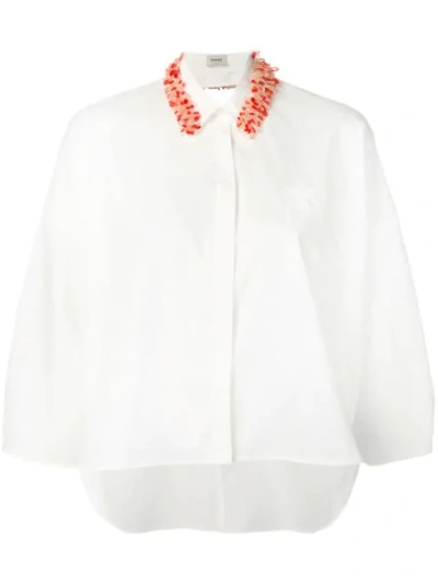 Shop Pinko Embellished Collar Shirt In White