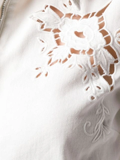 Shop Stella Mccartney Floral Embroidered Denim Playsuit In White
