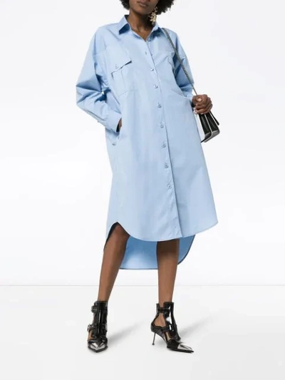 Shop Givenchy Oversized Shirt Dress In Blue