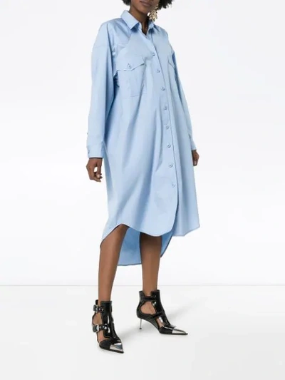 Shop Givenchy Oversized Shirt Dress In Blue