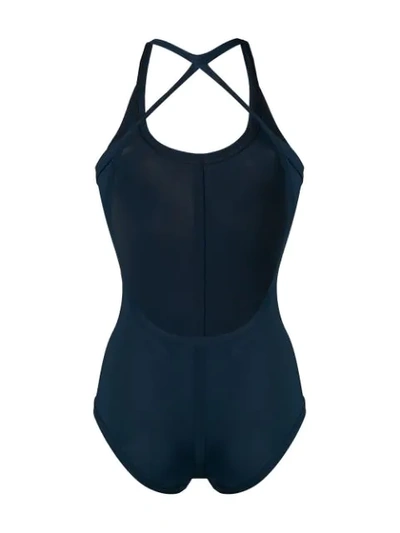 Shop Rick Owens Crisscross Back Swimsuit In Blue