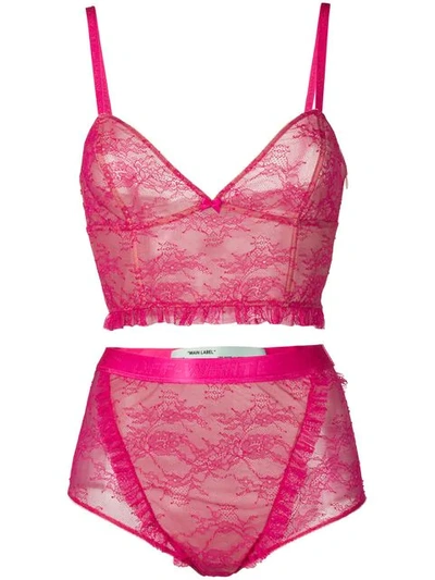 Shop Off-white Two-piece Lace Set In Fuchsia No Color