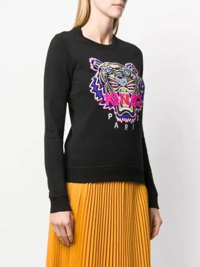 Shop Kenzo Tiger Embroidered Logo Sweatshirt In Black