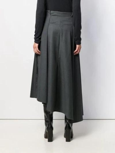 Shop Brunello Cucinelli Asymmetric Pleated Skirt In Grey