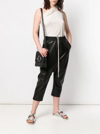 Shop Rick Owens Cropped Leather Trousers In Brown