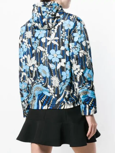 Shop Prada Floral Print Windbreaker Jacket In Turchese