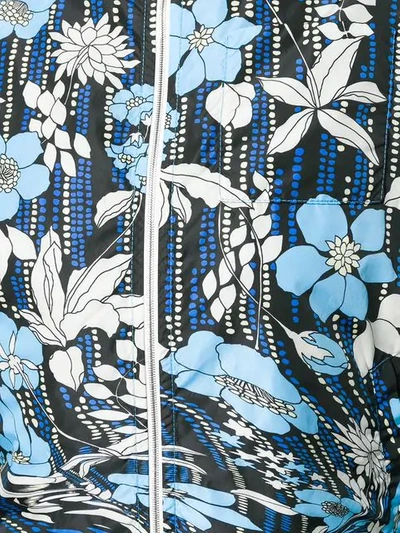 Shop Prada Floral Print Windbreaker Jacket In Turchese