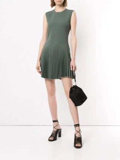 Shop Dion Lee Annex Pleat Mini Dress In Green