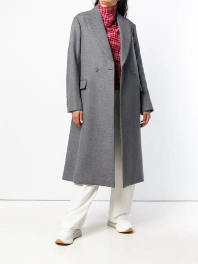 Shop Stella Mccartney Double Button Coat In Grey