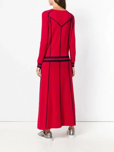 Shop Chinti & Parker Contrast Sweater Midi Dress In Red