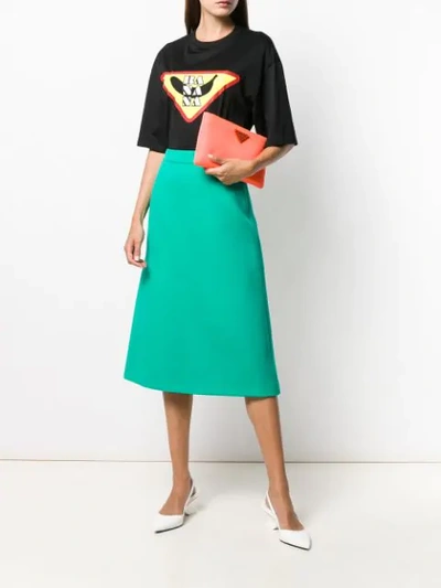 Shop Prada A-line High Waist Skirt In F077usmeraldo