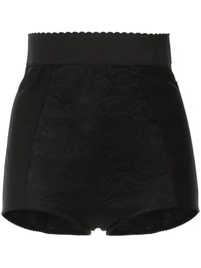 Shop Dolce & Gabbana High Rise Lace Shorts In Black