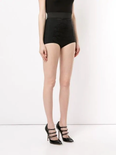 Shop Dolce & Gabbana High Rise Lace Shorts In Black