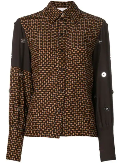 Shop Chloé Embroidered Contrast Print Shirt In Brown