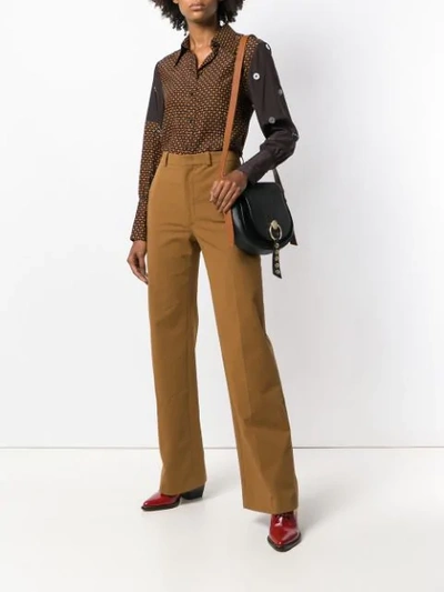 Shop Chloé Embroidered Contrast Print Shirt In Brown