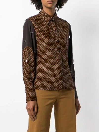 Shop Chloé Embroidered Contrast Print Shirt In Brown